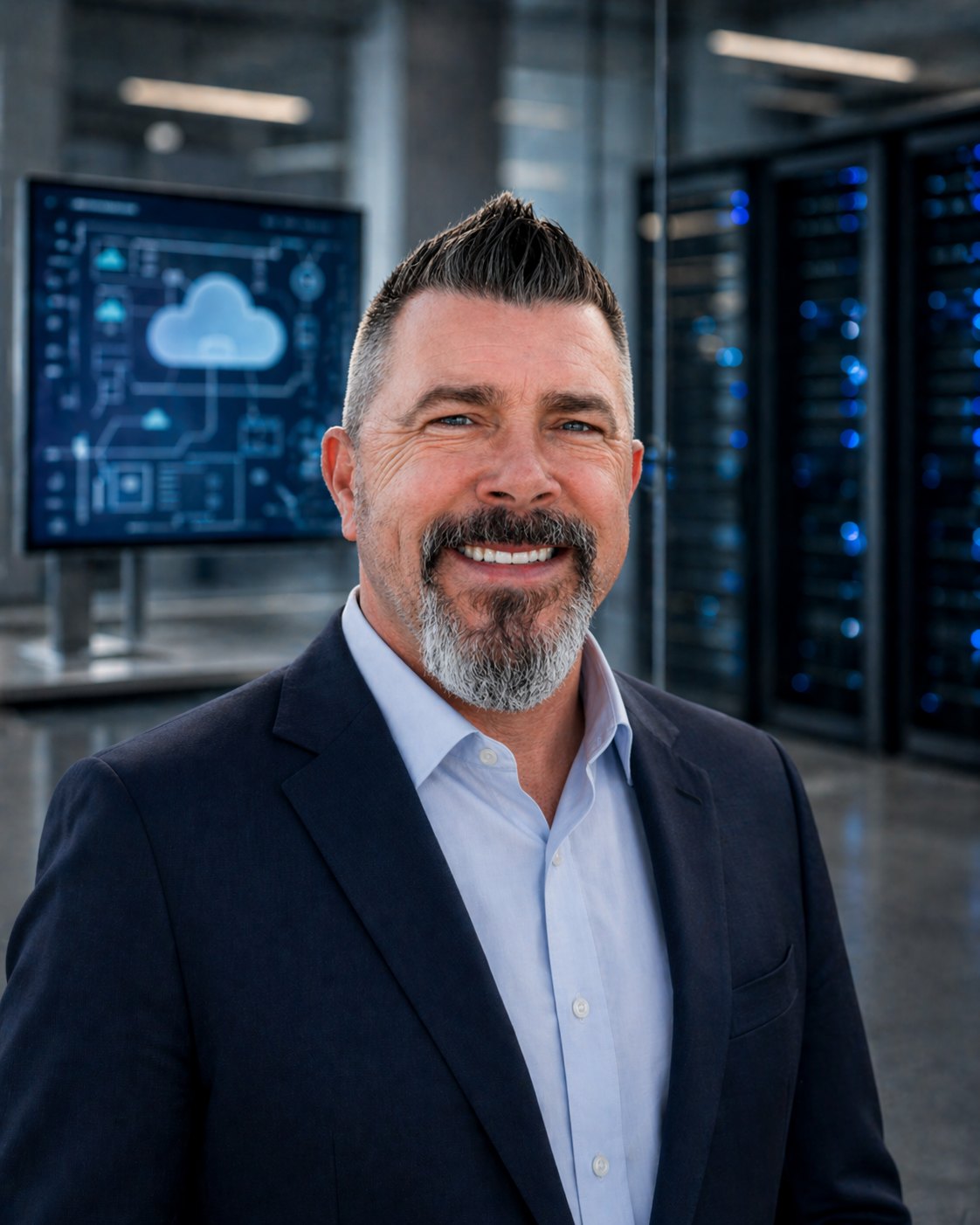 Derrick Schmenk, technology executive, in a data center